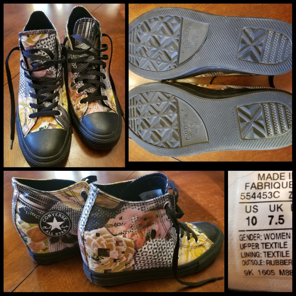 Black Converse Lux Hightop Floral 3" Heel